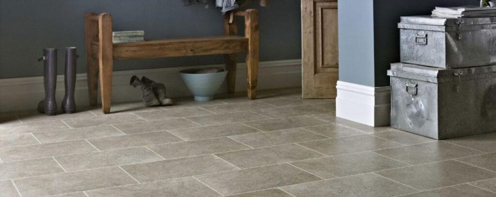 Modern hallway with new tile flooring